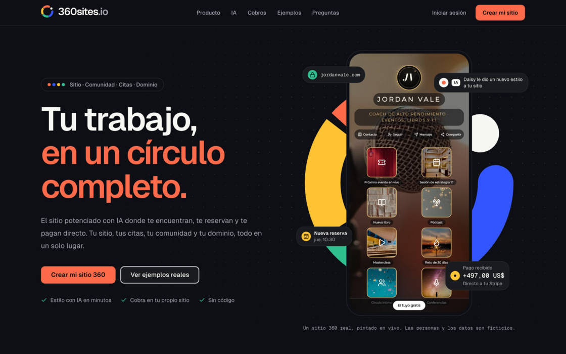360sites home page: your work, full circle